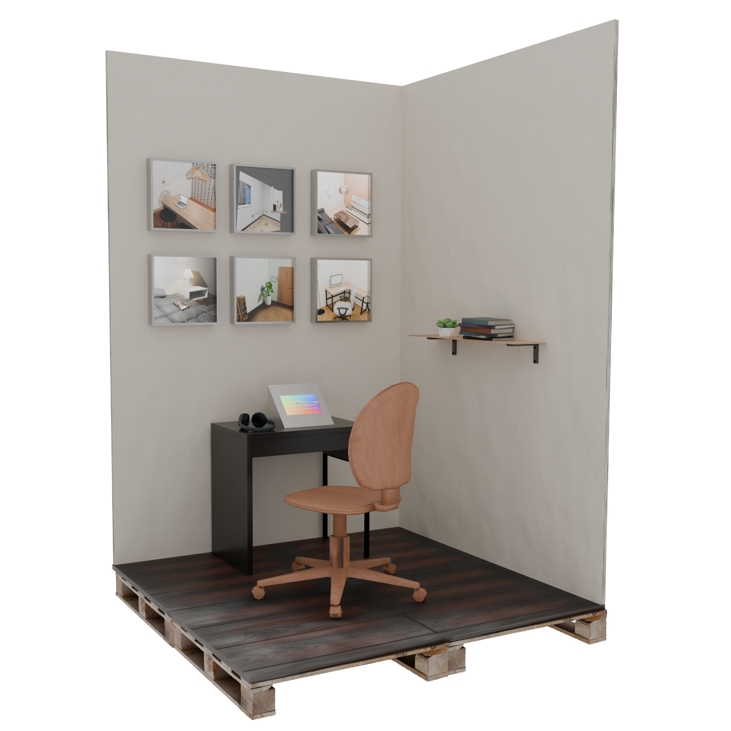 transparent image of a 3d rendered office cubicle in AirSpace